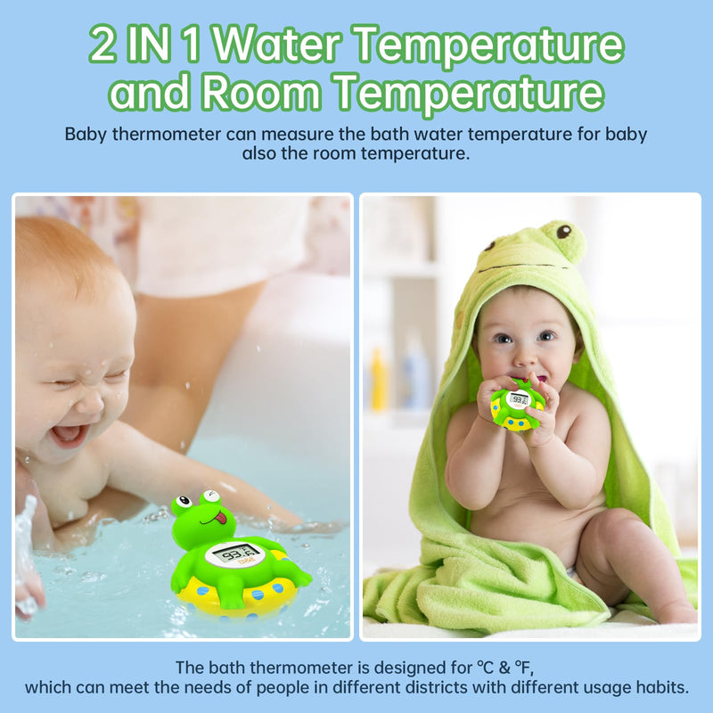 b&h Baby Bath Thermometer & Room Thermometer – Easy to Read Display | BPA-Free| Fahrenheit or Celsius | Digital Water Thermometer Floating Bathing Toy Shower Gift for Infant Newborn Green