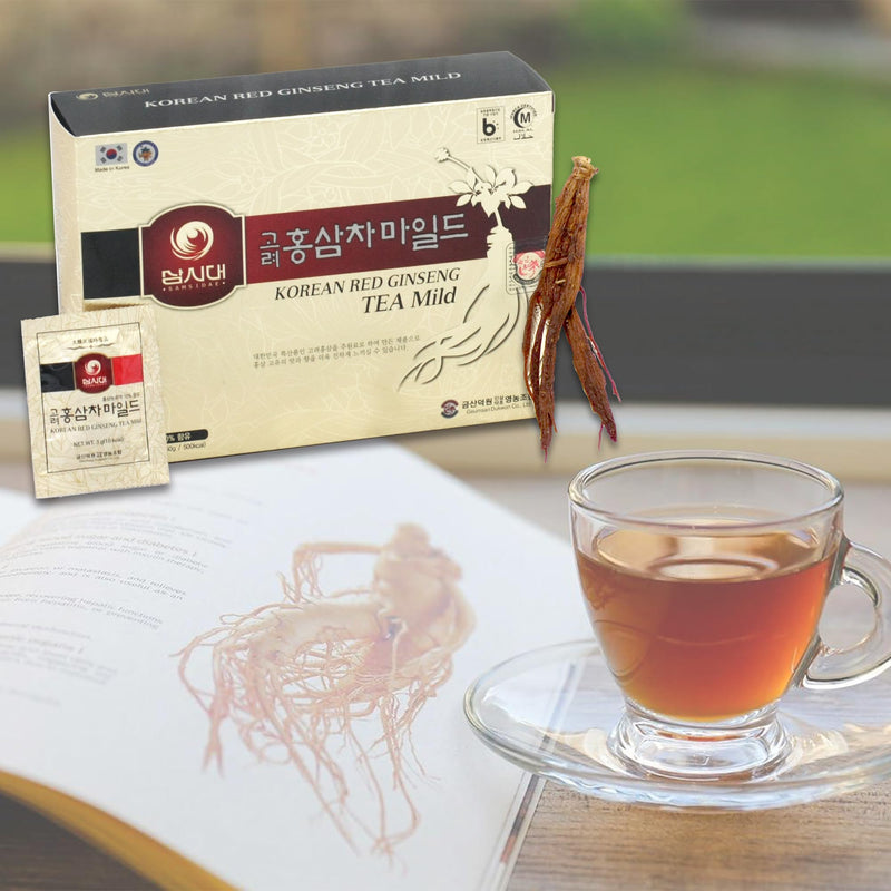 [Australia] - SAMSIDAE Korean Panax Red Ginseng Instant Tea, Box of 50 Sachets, Improves Blood Circulation, Intellectual Performances and Memory, stimulates Energy 50 Count (Pack of 1) 