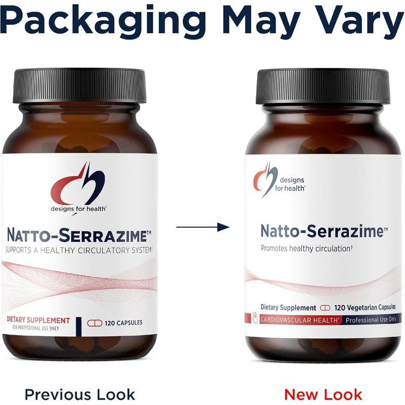 Designs for Health Natto-Serrazime - Nattokinase with Serrapeptidase - Natto-Serrazime & Proteolytic Enzymes - Enzyme Blend, Vegetarian Friendly, Non-GMO, Dairy Free - 120 Capsules