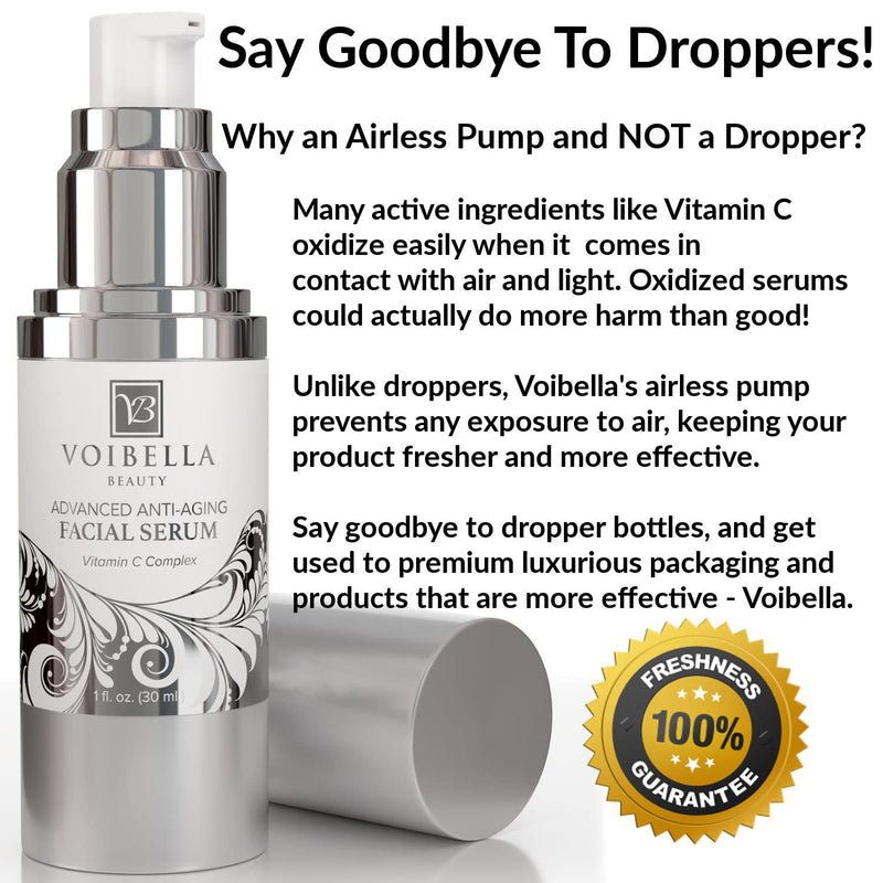 Natural Anti-Aging Facial Serum Vitamin C Complex | Anti-Wrinkle Face Serum Effects For Women & Men by Hydrating Skin Pores for Smoothing, Firming & Tightening