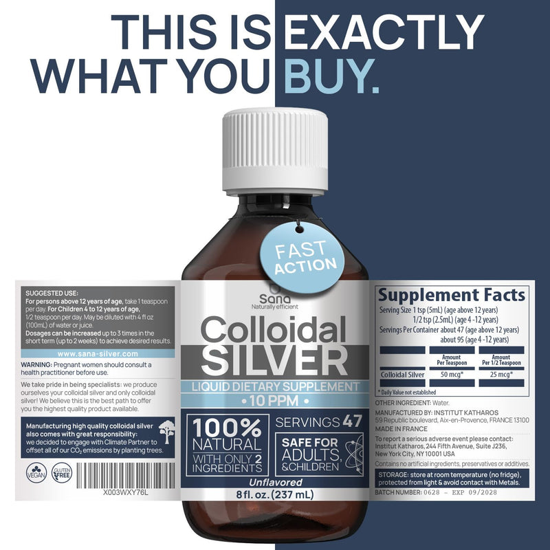 [Australia] - Colloidal Silver Liquid 8 fl oz 10 PPM - Bioactive Hydrosol Silver Water - Natural Immune Support Nano Sol Supplement Solution - Quality Ionic Minerals - Organic Structured Silver 8 Fl Oz (Pack of 1) 