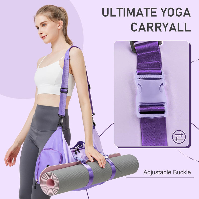 WOOMADA Gym Bag for Women with Yoga Mat Holder, Yoga Duffle Bag with Shoe Compartment, Multi-Purpose Travel, Workout, Dance, Sports Bag(Purple)