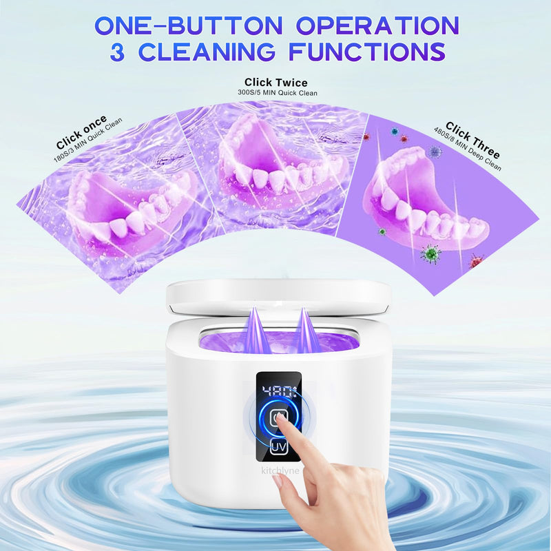 [Australia] - 48kHz Ultrasonic Cleaner with Digital Timer - 3 Settings for Dentures, Retainers, Aligners, Mouth Guards, Jewelry, 375ml Tank, 99% Efficiency 