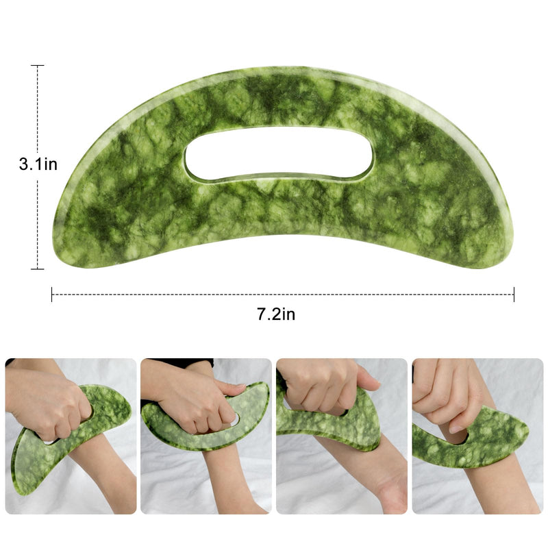 [Australia] - ideayard Large Jade Stone Gua Sha Massage Tool, Scraping Tool for Lymphatic Drainage, Body Sculpting for Muscle Scraping & Cellulite Reduction Green 