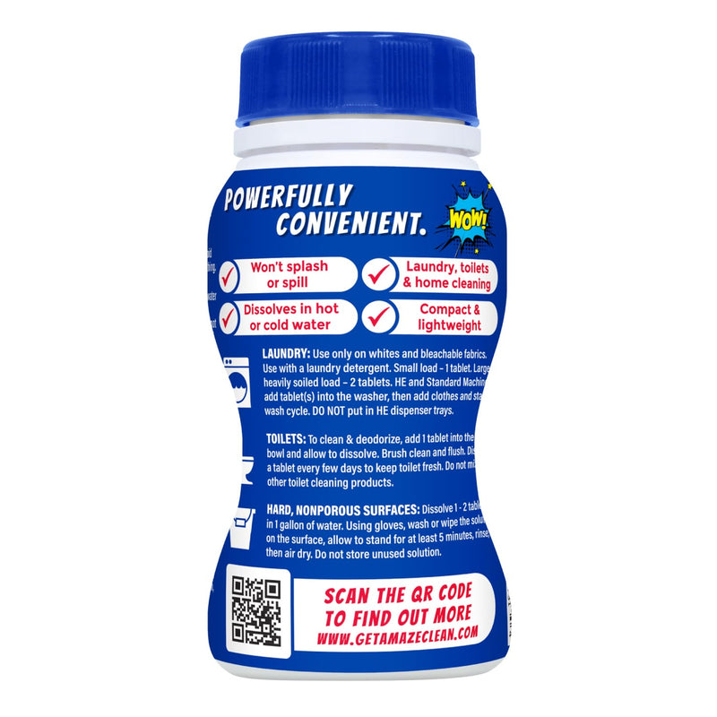 [Australia] - AMAZE Ultra Concentrated Bleach Tablets [32 tablets] - Original Scent - for Laundry, Toilet, and Multipurpose Home Cleaning. No Splash Liquid Bleach Alternative 