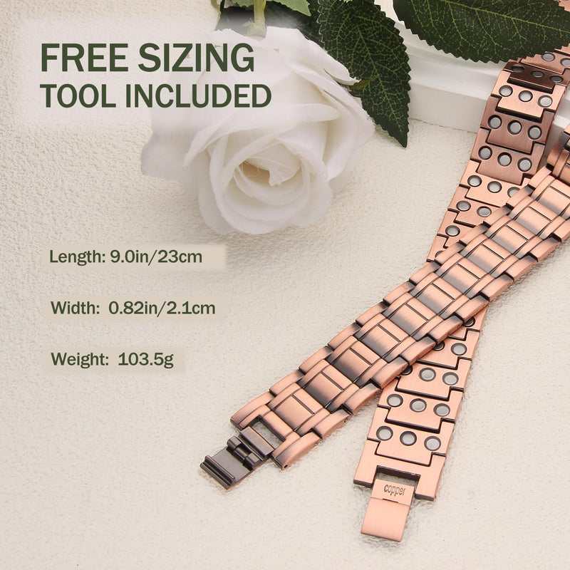 [Australia] - MagEnergy Copper Bracelet for Men 3X Magnetic Bracelets 99.99% Pure Copper Wristband Adjustable Jewelry Gift with Sizing Tool 