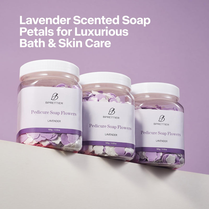[Australia] - Pedicure Soap Flowers Foot Soak Petals Sheet for Softens Dead Skin Moisturizing Relaxing Spa Feet Birthday Pedi Nail Party (Lavender) Purple 