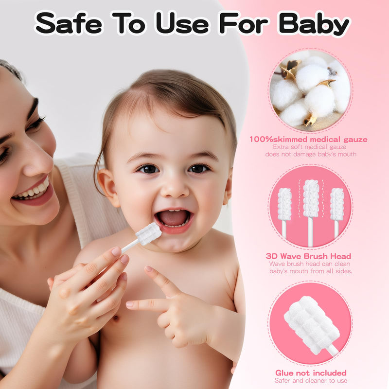50Pcs Baby Tongue Cleaner for 0-36 Month No Glue Disposable Baby Mouth Oral Cleaner Infant Toothbrush Baby Gum Cleaner 3D Soft Infant Tongue Cleaner+1PCS Finger Toothbrush 1