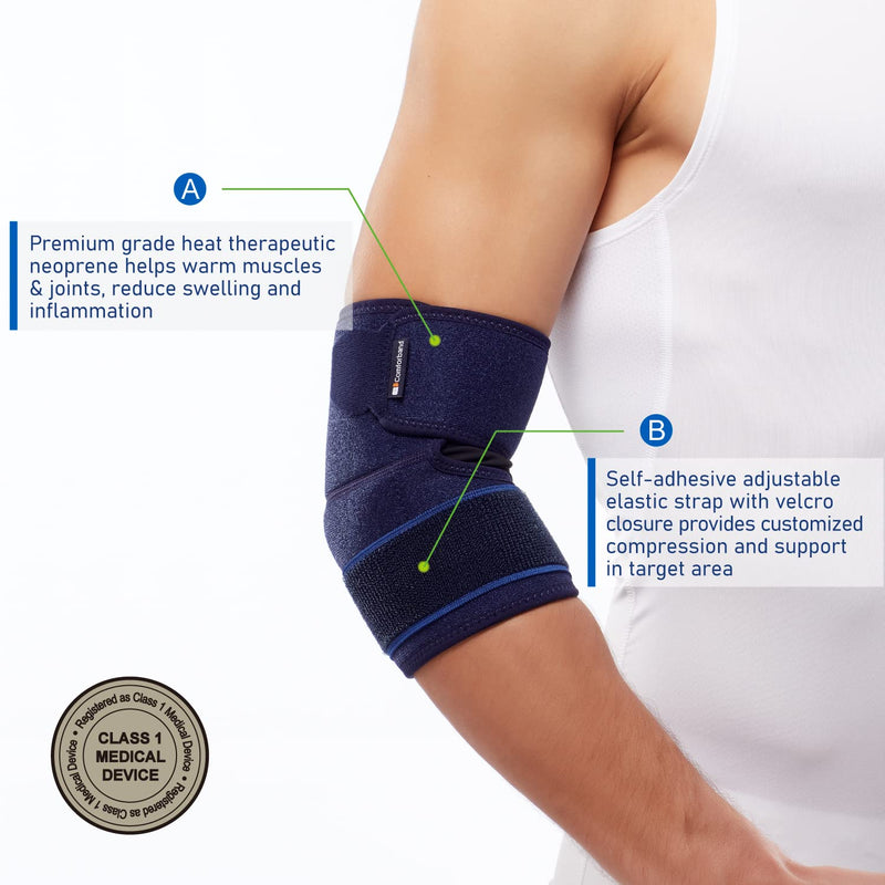 [Australia] - Adjustable Elbow Support for Epicondylitis, Tennis Elbow, Golfer’s Elbow, Bursitis, Elbow Sprains, Strains, Tendonitis, Arthritis, Sports Injury Recovery - Elbow Pain Relief - One Size fits Most 
