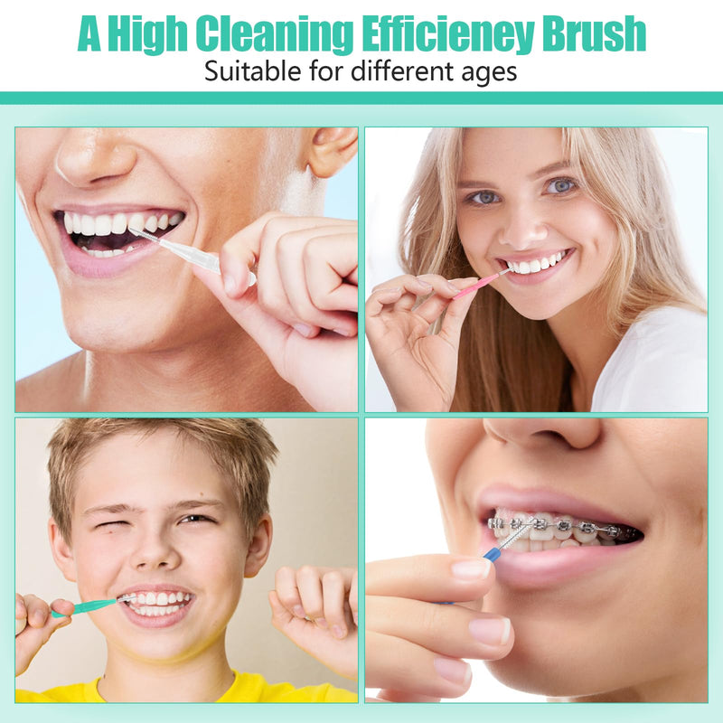[Australia] - Pack of 60 interdental brushes, interdental brushes, 5 colors, tooth cleaning between spaces, reusable, interdental brushes for cleaning in between maintaining oral health 