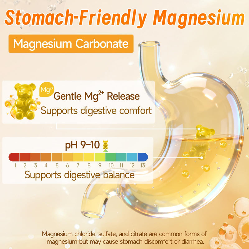 14-in-1 Magnesium Carbonate Gummies 600mg, Pineapple Flavor, 60 Gummies | Magnesium Carbonate Supplement with Chamomile, Ginger, Calcium, Vitamin B6, D3 & K2 for Digestive, Muscle & Nerve Support