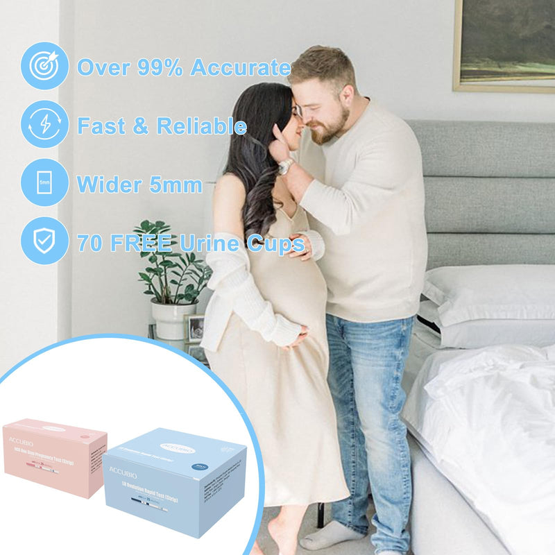 [Australia] - 50 Ovulation Test Strips and 20 Pregnancy Test Strips Combo Kit, Rapid Fertility Predictor Kit, Accurate Pregnancy Detection, LH Strips, 5mm Wider, with 70 Urine Cups (50LH+20HCG) 