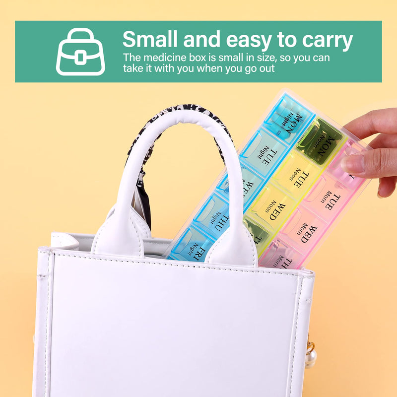 [Australia] - Large Weekly Pill Organizer 3 Times A Day, Moisture-Proof 7 Day Pill Box, Travel Pill Cases Portable for Pills Vitamin Fish Oil Supplements Colorful 