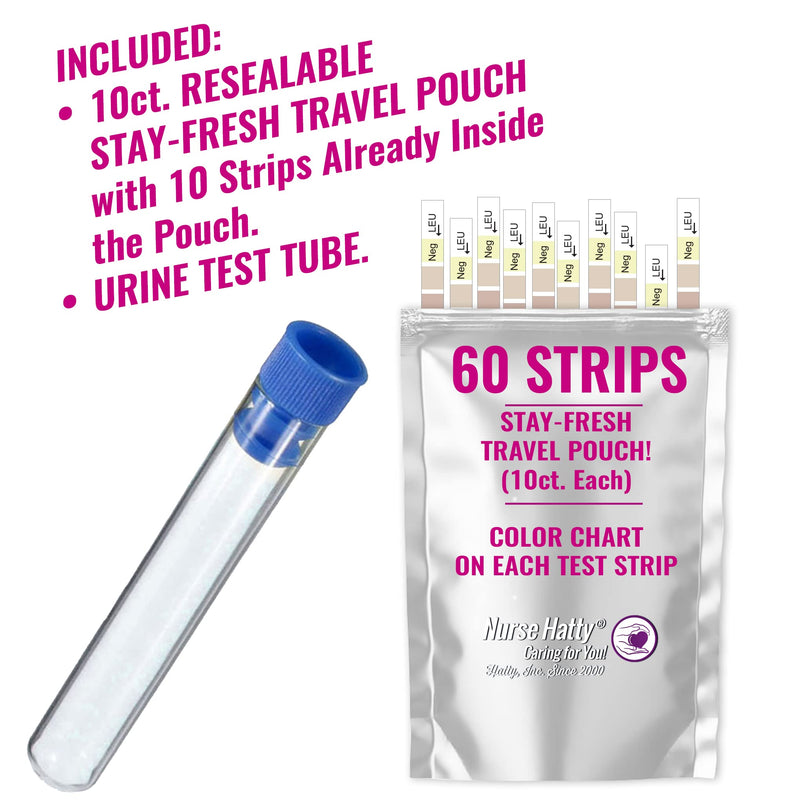 [Australia] - Nurse Hatty - 5in1 60ct. UTI Test Strips KIT - Urinary Tract Infection Test Strips - Easy to Read Color Chart on Strip - Urinalysis Test to Analyze Leukocytes, Nitrite, pH, Protein, and Blood 