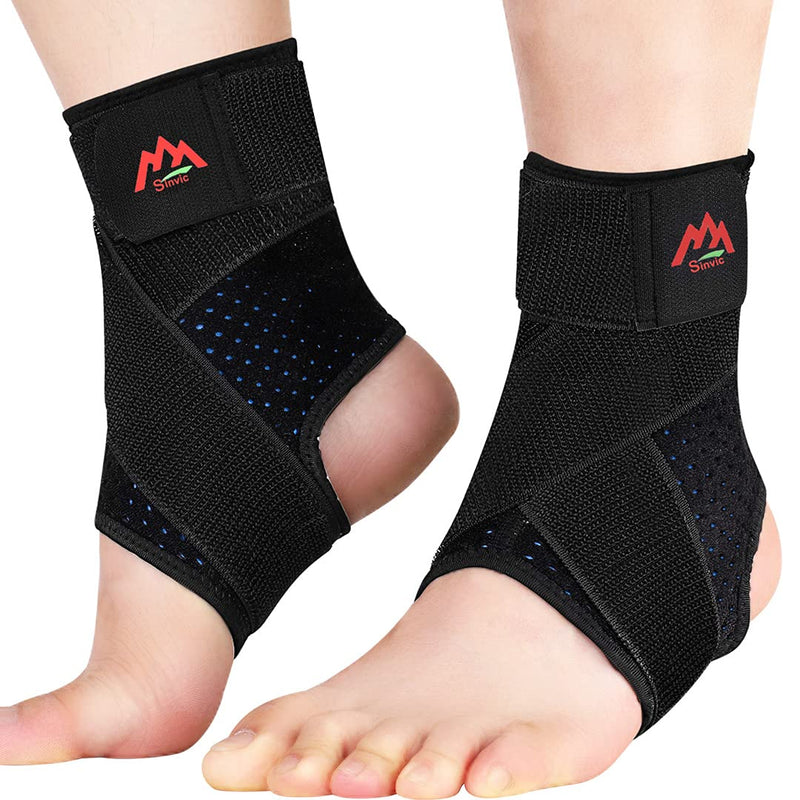 Ankle Brace, 2PCS Ankle Braces for Men & Women, Adjustable Compression Ankle Wrap Support for Ankle Protection, Breathable & Comfortable, Ankle Support Brace for Sprains, Sports Injuries and Recovery Small Classic Black