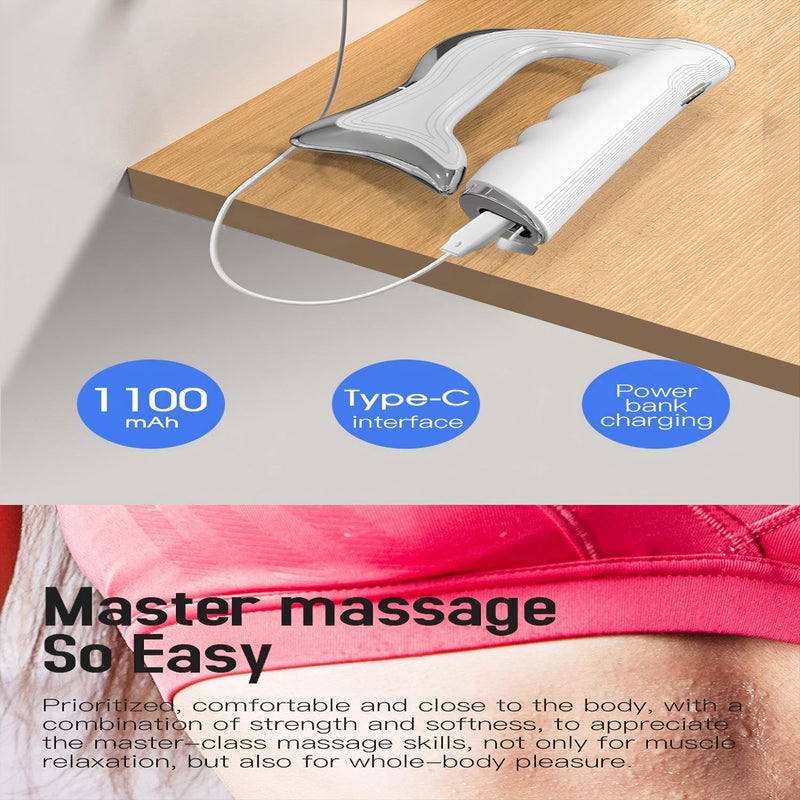 New Electric Fascia Knife Multifunctional Scraper Massage Tool,Muscle Scraper Tool, Fascia Massager,for Whole Body (White) White