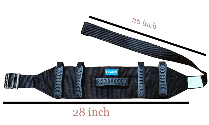 [Australia] - LAMBOX Gait Belt Transfer Belt with Plastic Handles-Medical Nursing Safety Patient Assist for Occupational & Physical Therapy, Seniors with Metal Buckle 55" Black 1 Count (Pack of 1) 