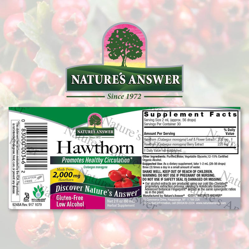 [Australia] - Nature's Answer Organic Hawthorn Extract 2 Oz - Low Alcohol, Gluten Free & Kosher - Heart Support - Ideal for Hawthorn Berry Tea 
