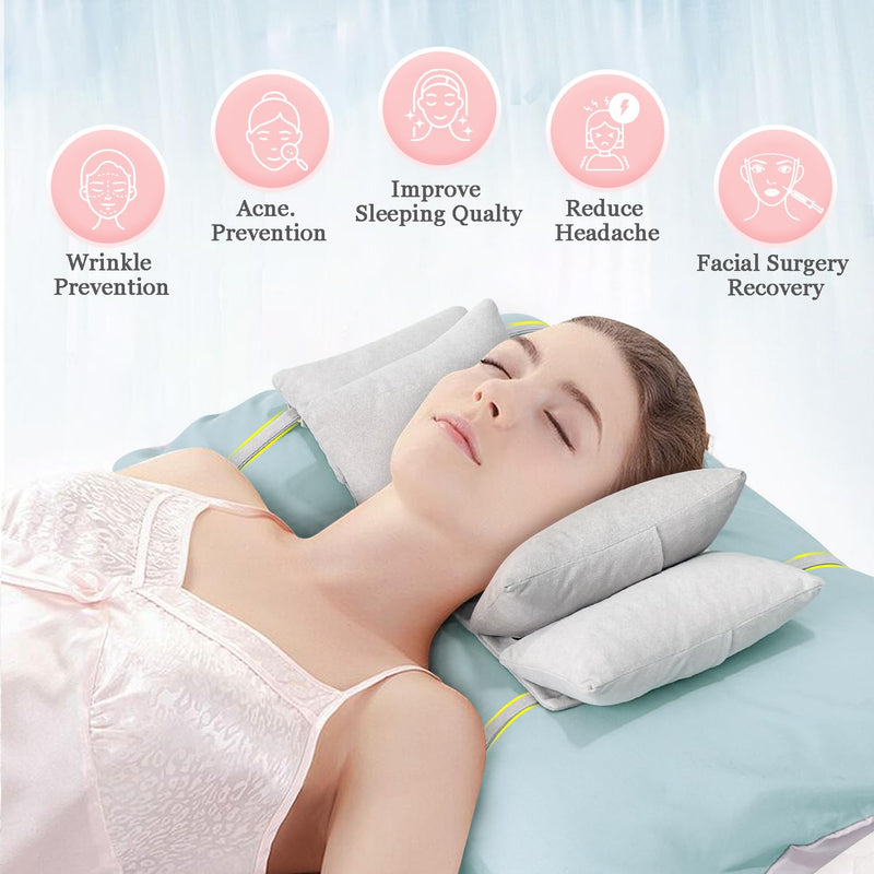 Anti Aging Pillow Beauty Anti Wrinkle for Face Sleeping Neck Stabilizer Back Sleep Trainer Post Face Surgery for Women Wrinkle Prevention Pillow Head Support Positioning Neck Upright Training Grey-polyester