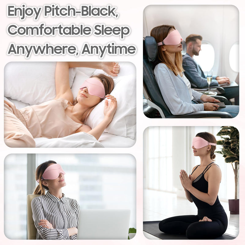 [Australia] - Sleep Mask - Total Blackout 3D Sleeping Mask, Super Lightweight & Silky Soft Eye Mask for Sleeping, Fully Adjustable Fit for Home, Office, Traveling, Meditation, Yoga, Pink 