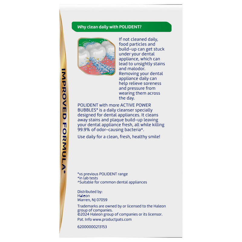 [Australia] - Polident Overnight Whitening Antibacterial Dental Appliance Cleanser Tablets, 90 Count (2 Pack) 