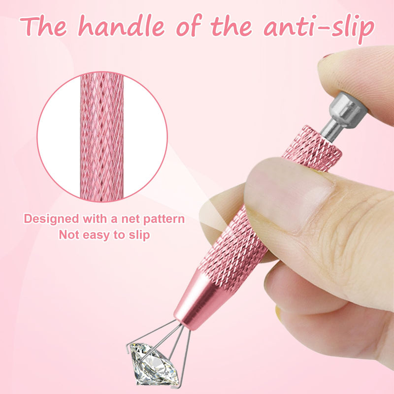 [Australia] - 2 PCS Piercing Ball Grabber Tool Set,4 Claw Diamond Tweezers for Easy Jewelry Changing,Piercing Removal Tool,Stainless Steel Gem Pickup Tool for Septum, Earrings,Small Parts,Pink 