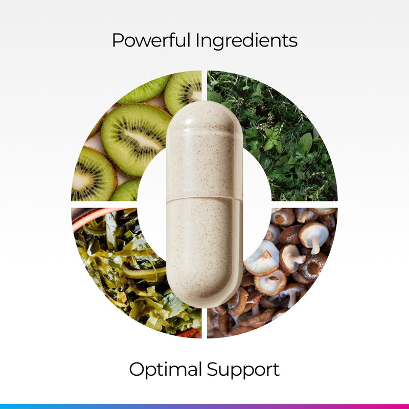 Livingood Daily 16-in-1 Thyroid Support Supplement, 60 Capsules | Iodine (Kelp Stipe & Fronds), Selenium, Magnesium, Adaptogenic Herbs, Catalase Antioxidants, Vitamin B12, Vegan, Made in USA