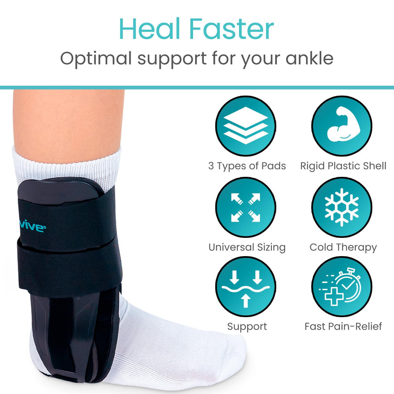 [Australia] - Vive Ankle Stirrup Brace - Air Gel Stabilizer for Ankle Sprain, Tendonitis Support for Men & Women - Right & Left Foot -Achilles Tendon Compression Relief -Fracture Treatment - Hot & Cold Therapy One Size 