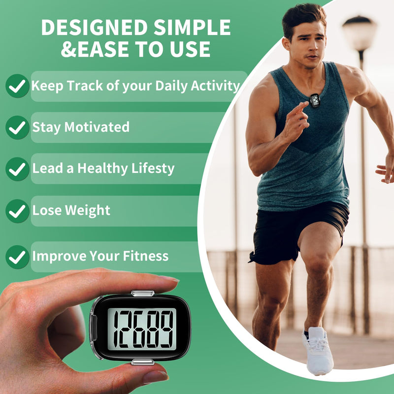 [Australia] - Pedometer Walking Simple 3D Step Counter with Clip and Lanyard, Activities Fitness Tracker Without Smartphone, Accurate Step Tracker for Women, Men, Seniors Black 