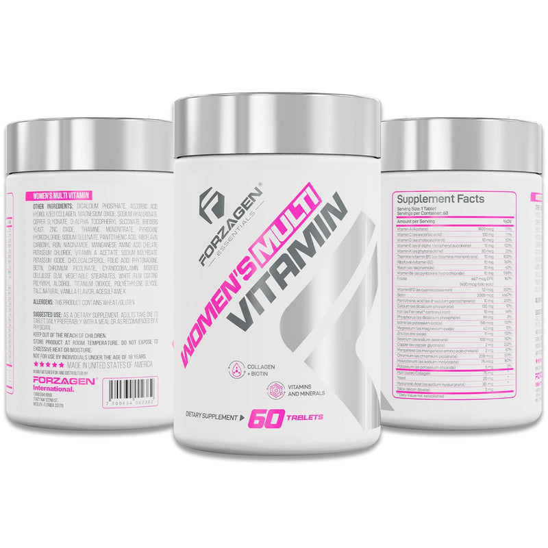 Forzagen Essentials Women's Multi Vitamin with Collagen and Biotin, Complete Vitamin and Mineral Supplement, 60 Tablets