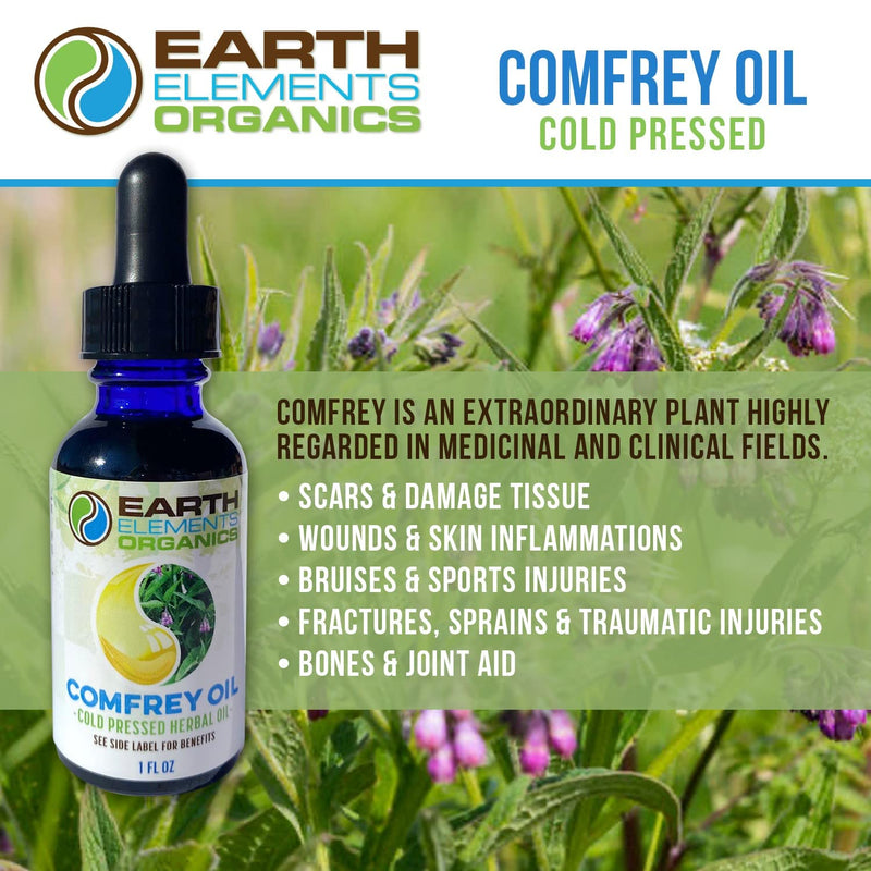 [Australia] - Organic Comfrey Oil – Raw, Infused, Pressed Herbal Oil - Organic Comfrey Leaf & Organic Sunflower Seed Oil (1 fl. oz) 1 Fl Oz (Pack of 1) 