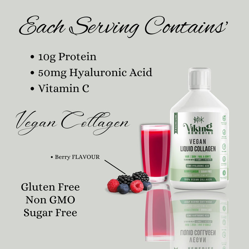 Vegan Liquid Collagen 500ml – 5000mg Plant-Based Collagen with Hyaluronic Acid, MSM, Vitamin C & Biotin – Skin, Hair, Joint Support