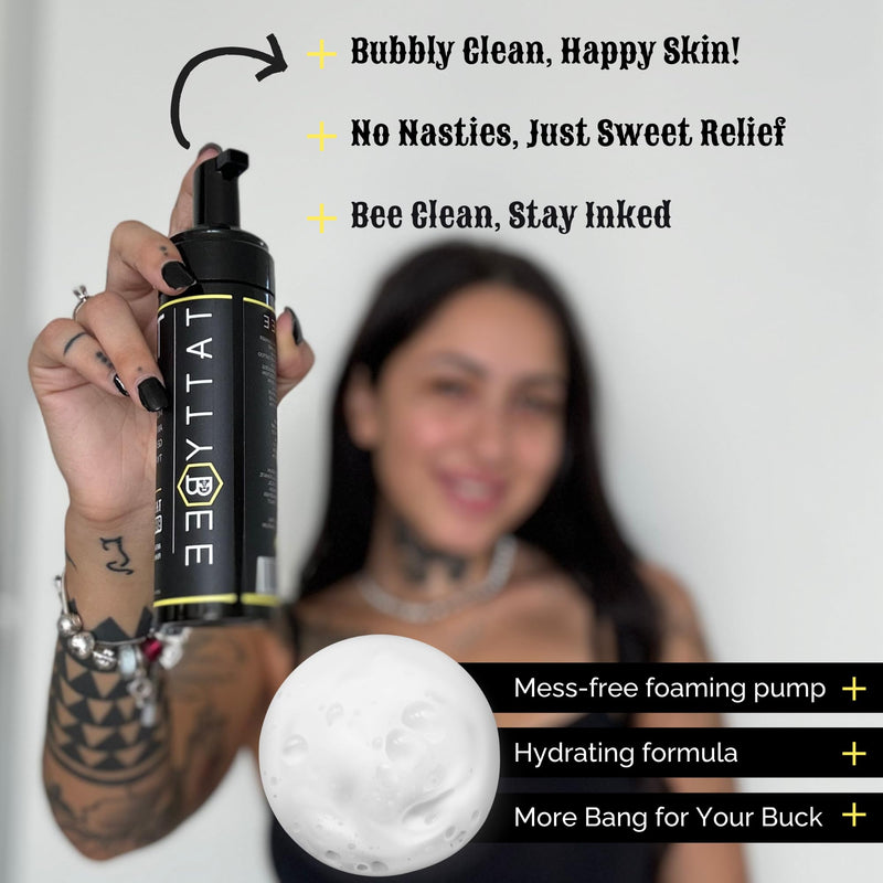 [Australia] - Tattoo Cleansing Foam – Gentle Tattoo Aftercare Soap & Piercing Wash • Hydrating Foam Cleanser for New Tattoos • 6.8 fl oz 200ml/6.8 Fl Oz 