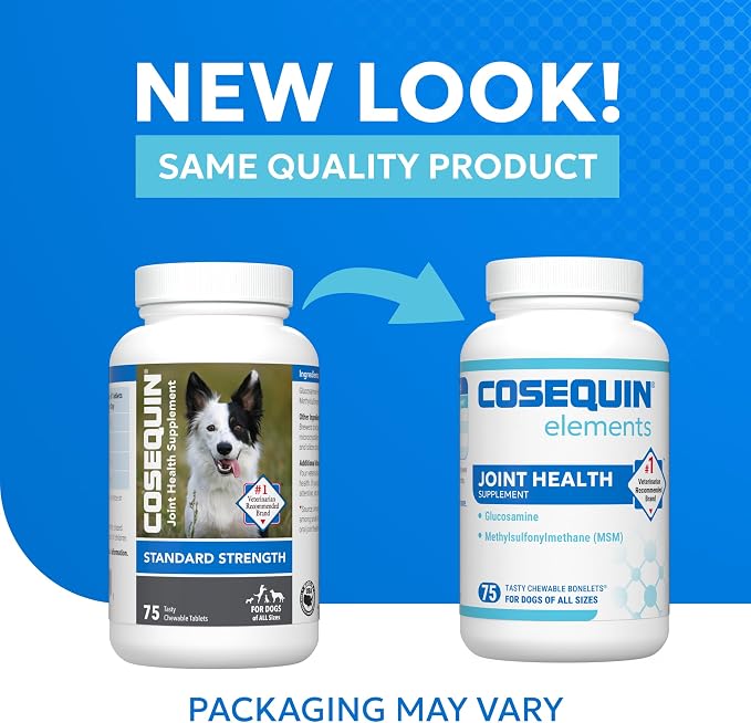 Nutramax Cosequin Standard Strength Joint Health Supplement for Dogs, with Glucosamine and MSM, 75 Chewable Tablets (Pack of 2) 75Count (Pack of 2)