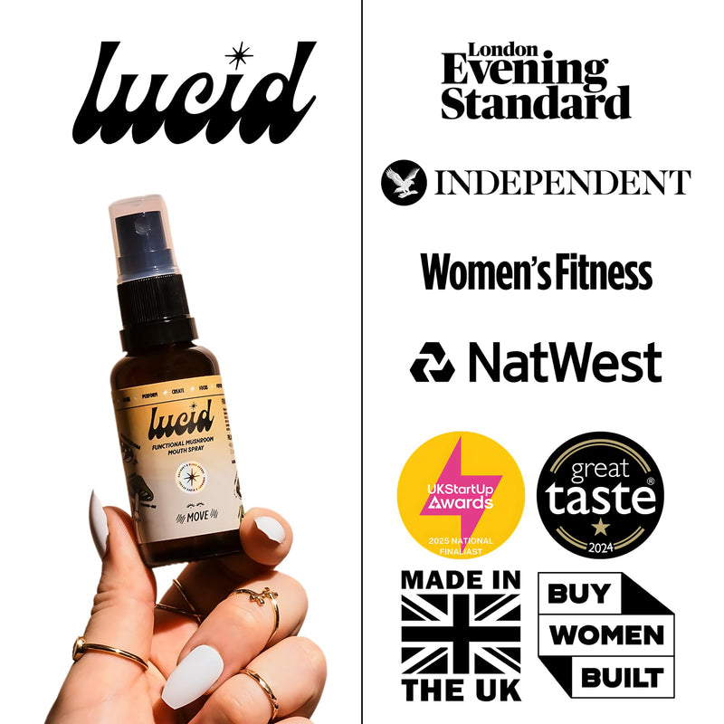 Lucid Move Elixir Oral Spray – Focus & Natural Energy Support with Lion’s Mane, Cordyceps, Guarana, Ginkgo & Vitamins B6 and B12 – Rosemary Blood Orange – 30ml, Vegan, Alcohol Free, Natural