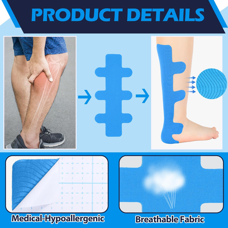 [Australia] - 50 Pcs Achilles Tendonitis Kinesiology Tape Precut Achilles Tendon Tape for Relief Pain Muscle Support Sport(Blue) Blue 