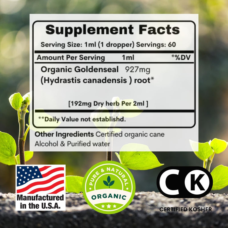 [Australia] - Organic Goldenseal Root Supplement-Boost Immunity, Antioxidants, Liquid Alcohol Extract, 2 Fluid oz (60 ml) 