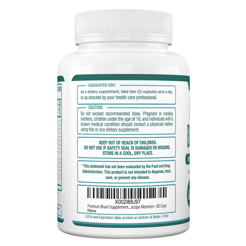 [Australia] - Premium Brain Supplement - Nootropic Brain Booster for Focus, Clarity, Improved Memory, Concentration & Better Mood - w/ Alpha-GPC, Lion’s Mane, Ginkgo Biloba & Bacopa Monnieri - 60 Caps 