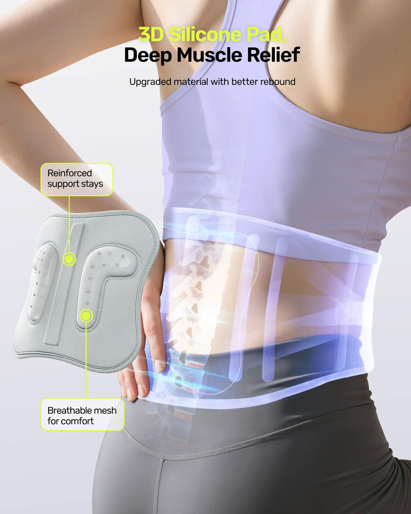 [Australia] - Back Brace for Lower Back Pain Women with 9X Support System, Ergonomic Lumbar Support for Pain Relief, Breathable Mesh Design with 3D Silicone Pad for Sciatica, Purple Size M (Waist: 33.5"-39.4") Medium (Waist: 33.5"-39.4") 