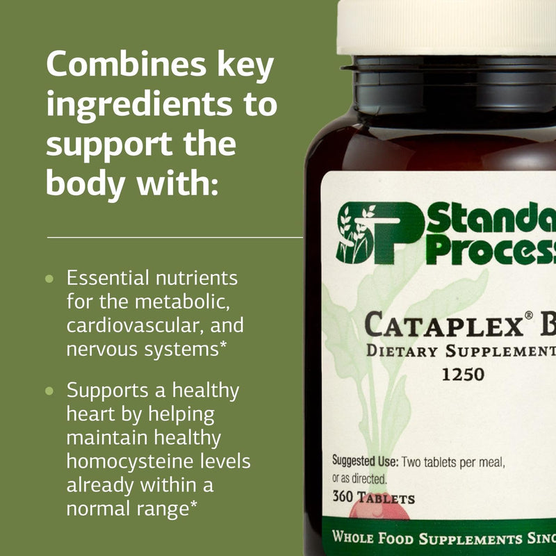 Standard Process Cataplex B, Nervous System & Heart Health, 360 Tablets | Nervous System and Heart Health Supplement, Contains B Vitamins for Energy Support, Supports Energy Metabolism 360 Count (Pack of 1)