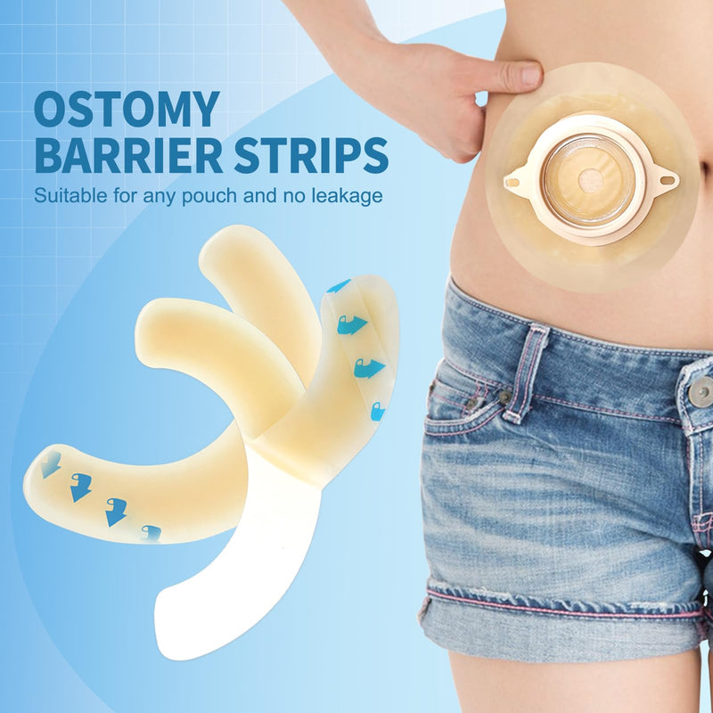 [Australia] - 30PCS Ostomy Supplies,Ostomy Barrier Strips,Elastic Barrier Adhesive Tape Strips for Colostomy Bags Curved Ileostomy Tape for Stoma Urostomy Bag 