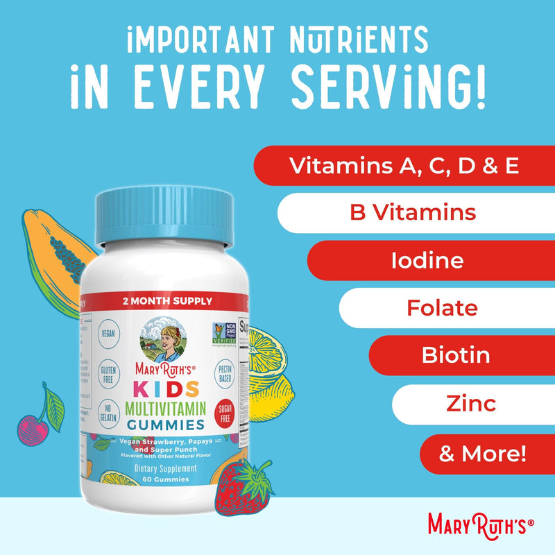 MaryRuth Organics Multivitamin (Strawberry) and Magnesium Calm Gummies (Hibiscus) for Kids | Clean Label Project Verified® | Vitamins for Overall Wellness and Sleep| Vegan, Non-GMO, Gluten Free