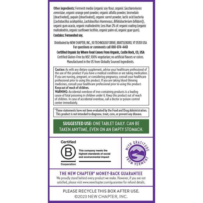 New Chapter Every Woman's One Daily Multivitamin - Bone, Energy & Immune Support* - Whole-Food Fermented Nutrients - No Added Sugar - Vegetarian & Gluten-Free - 96 Tablets 96 Count (Pack of 1) Tablet for Women