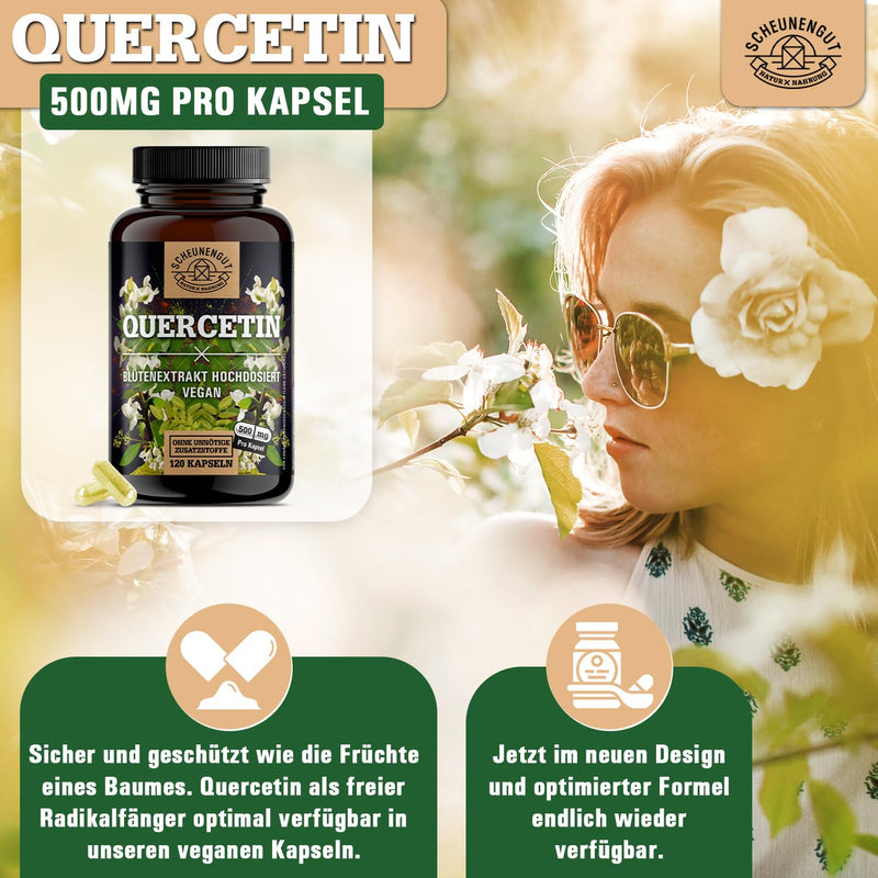 [Australia] - Quercetin -1000mg per daily dose- IMPORTANT: 25:1 extract (25000mg Japanese cord tree per dose) I Quercetin high dose I 120 pieces I Quercetin 500mg per capsule -DE- SCHEUNENGUT® 