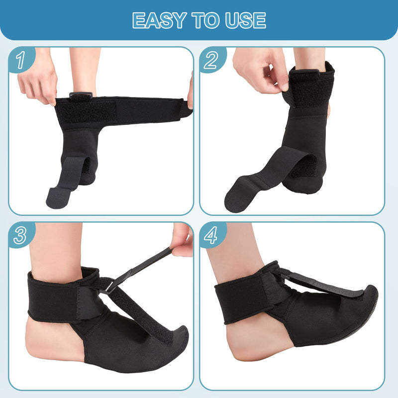 [Australia] - Plantar Fasciitis Night Splint Brace with Massage Ball, Relieves Foot Drop and Achilles Tendonitis, Adjustable Straps, Soft & Comfortable Sleep, Night Splint for Plantar Fasciitis Women & Men, Small 