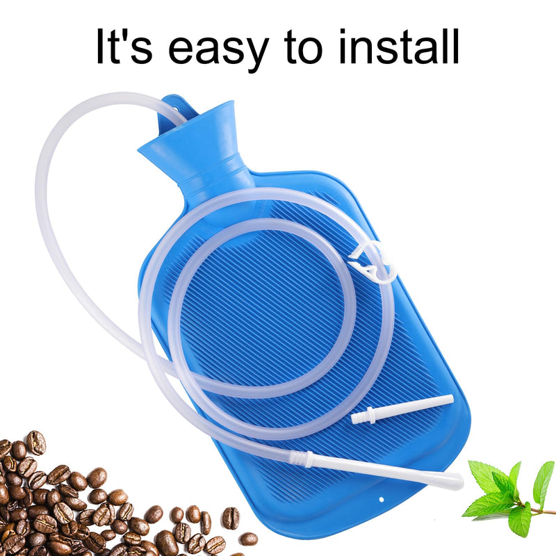 [Australia] - Enema Bag Kit with 5ft Hose Coffee Enemas at Home Water Shower Douche Colon Detox Cleanse Kit with Tubing, Tips, Clamp and Hook (Blue, 2 L) Blue 