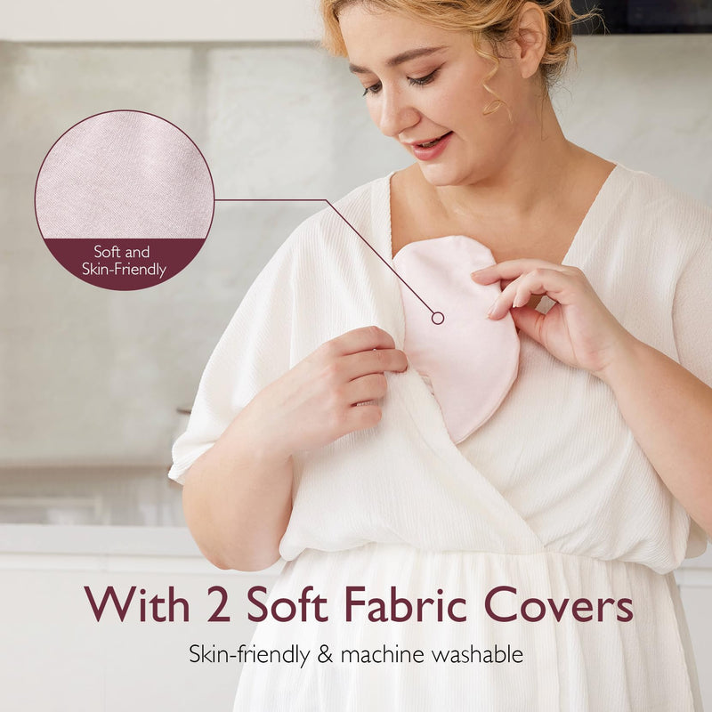 [Australia] - Momcozy Larger Breast Therapy Packs, Hot and Cold Breast Pads with 2 Soft Covers, Breastfeeding Essentials for Relieve Clogged Ducts, Nipple Pain, Engorgement, 2 Pack pink 
