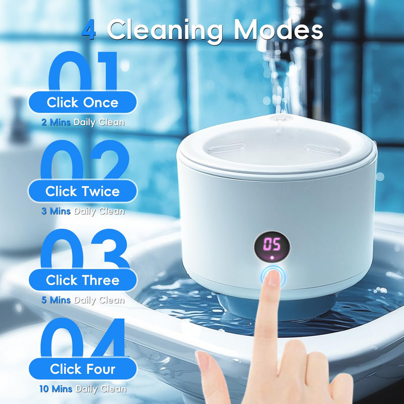 [Australia] - Professional Dental Ultrasonic Cleaner Machine - 200ML Denture, Retainer, Aligner, Night Guard & Mouth Guard Cleaner - Deep Cleaning with Protection Design for Braces, Oral Care & Dental Trays 