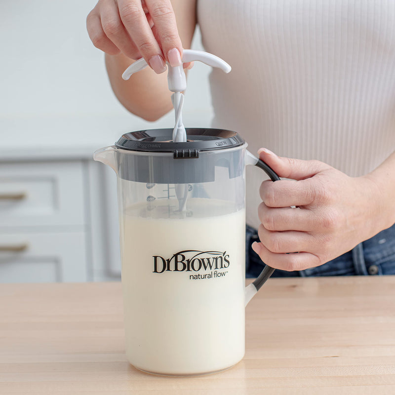 [Australia] - Dr. Brown's Baby Formula Mixing Pitcher with Adjustable Stopper, Locking Lid, & No Drip Spout, 32oz, BPA Free, Black 