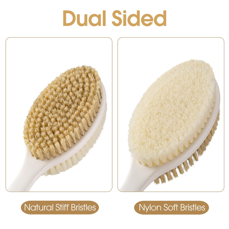 [Australia] - Back Scrubber Anti Slip for Shower,Shower Brush Long Handle with Stiff and Soft Bristles,Body Exfoliator for Bath or Dry Brush(Blue) Blue 